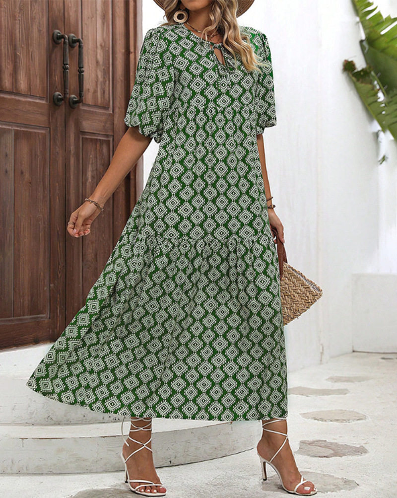 Floral Print Maxi Dress Loose Fit Summer Style Elegant Design Perfect for Casual Outings Wholesale Available