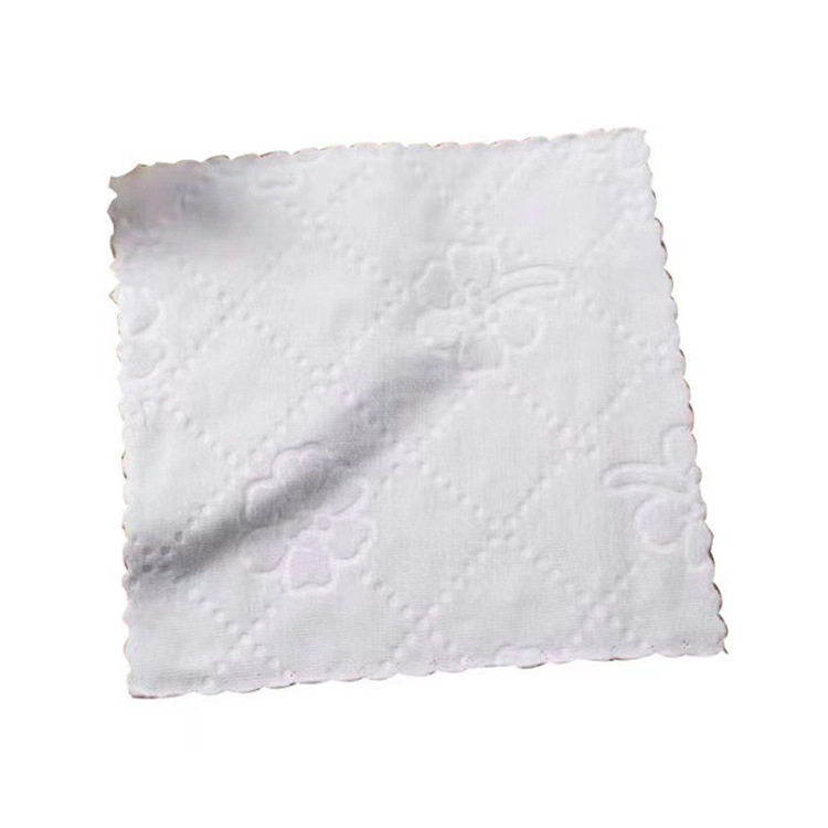 White Square Towel Fine Fiber Embossed Edge Hotel Wedding Kindergarten Square Towel Wet Wipes Disposable Napkin Wholesale