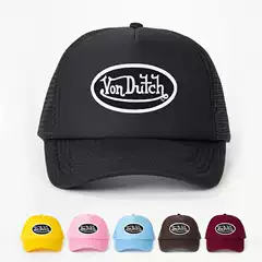 Temu Shein Cross-Border Popular Hats New Embroidered Von Dutch Sponge Mesh Hat Retro Adjustable Duckbill Cap
