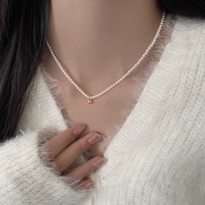 Shijia Pearl Necklace Women's Niche Light Luxury Design High-end Fashion Elegant Clavicle Chain Necklace Chain Woolen Chain Bead Chain