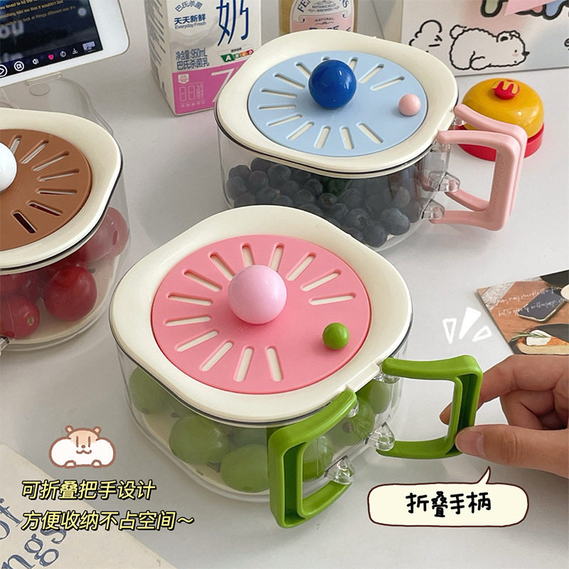 Multi-functional Double-layer Draining Basket Kitchen Household Fruit Washing Artifact Filterable Dopamine Fruit Plate Rotating Fuse Box