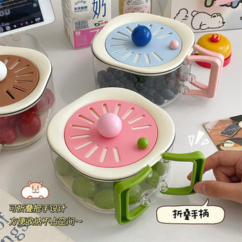 Multi-functional Double-layer Draining Basket Kitchen Household Fruit Washing Artifact Filterable Dopamine Fruit Plate Rotating Fuse Box