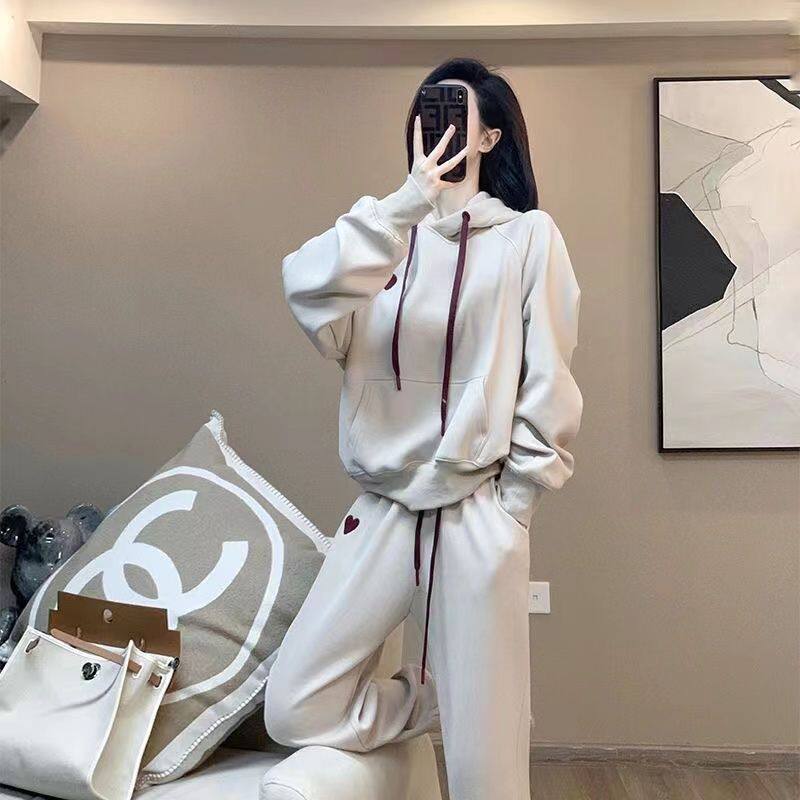 Sportswear Casual Suit Women's Spring and Autumn New Hooded Sweatshirt Loose Slimming Leggings Pants Two-Piece Set