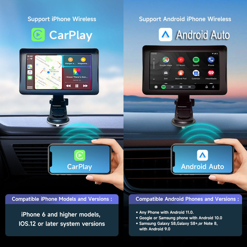 Cross-Border Export Car Smart Screen 7inch Universal Ips Portable Navigation Wireless Carplay Bluetooth Mp5 Car