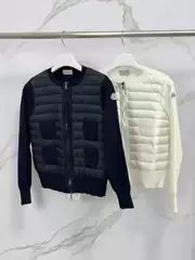 M Brand Spring and Autumn Women's Lightweight Round-Neck Knit Sweater with Wool Knit and down Jacket, Slim-Fit European-Style Coat