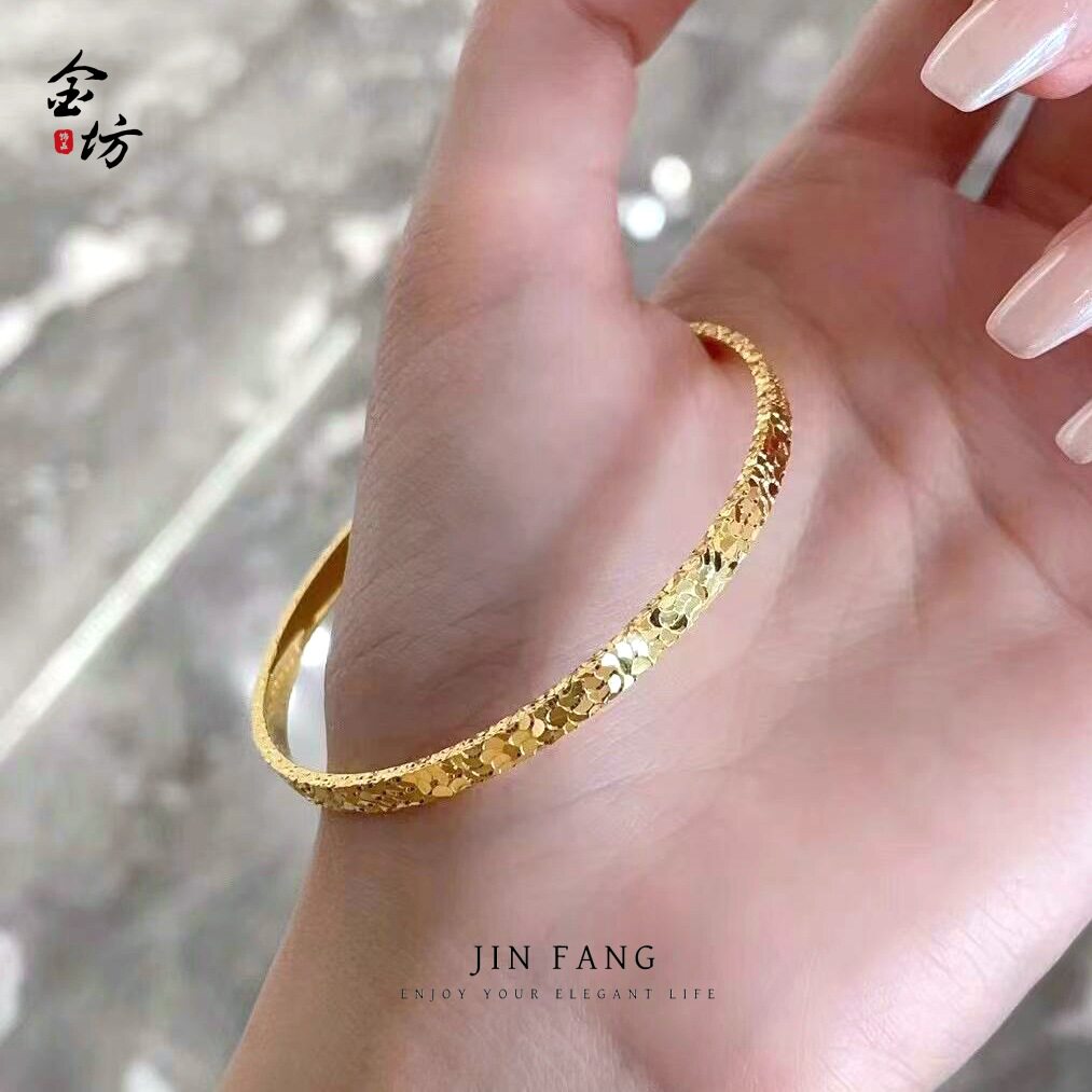 Gold shop with ancient French sand gold three-sided broken ice ice bracelet fashion Joker high-end flash bracelet online red wholesale