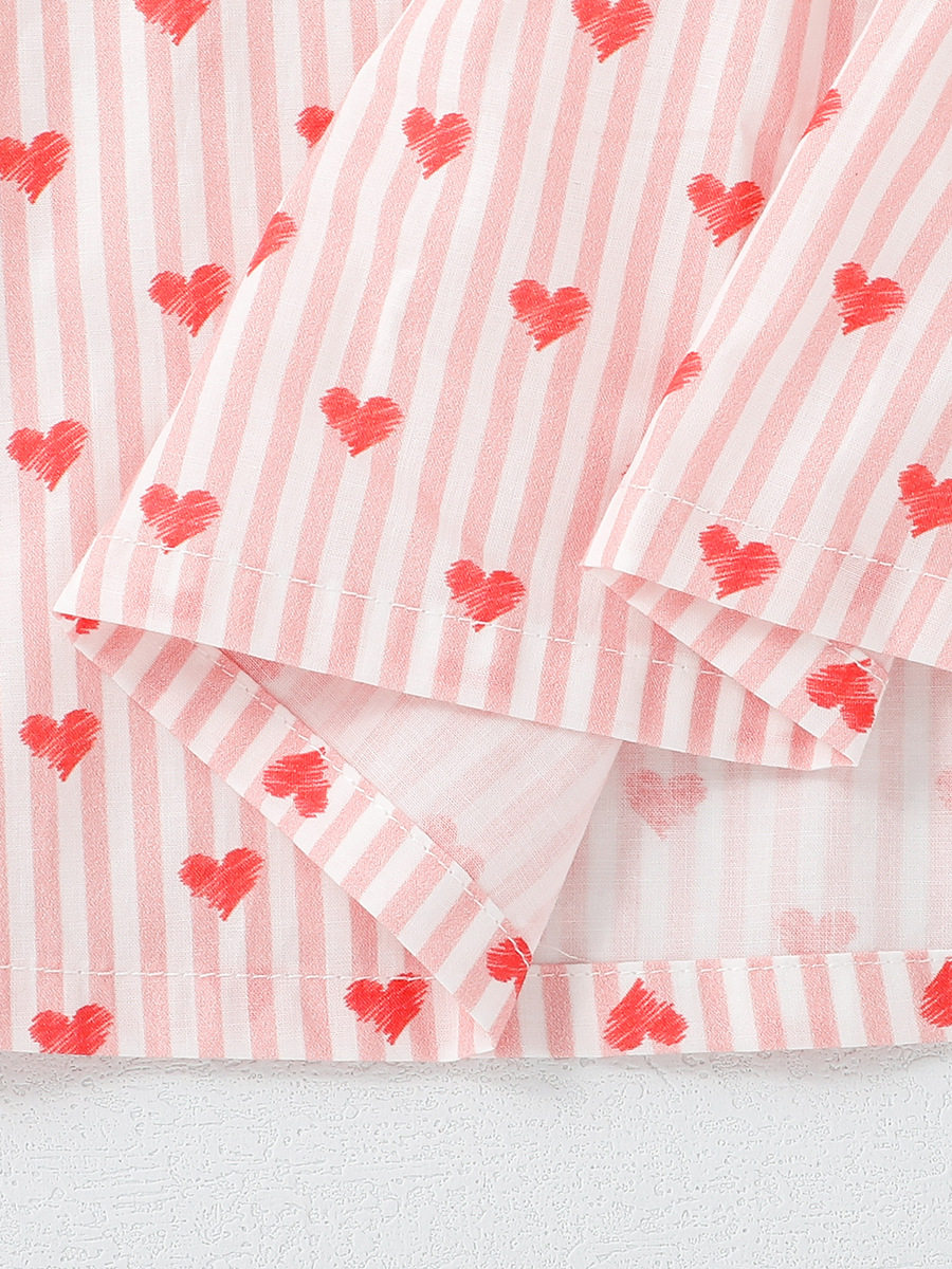 Girls' Cotton Striped Dress, Summer Short-Sleeve Cute Princess Dress