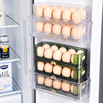 Refrigerator Egg Storage and Sorting Artifact Side Door Transparent Multi-Layer Kitchen Storage Box Egg Drag Stackable Storage Rack