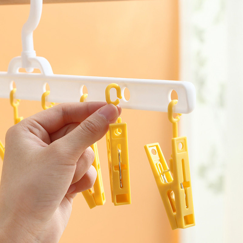 Multi-Clip Clothes Hanger Hat Storage Hanger Plastic Multi-Functional Clothes Drying Rack Hook Rotating Windproof Storage Rack P