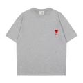 Gray t-shirt embroidered with red hearts