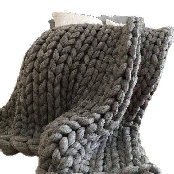 New Cross-Border Thick Thread Blanket Hand-Knitted Sofa Chair Cover Blanket Super Thick Wool Knitted Blanket Manufacturer Wholesale