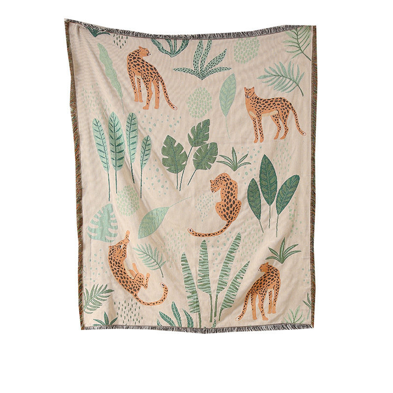 Simple Modern Style Leopard Single Sofa Towel Sofa Blanket Camping Blanket Hotel Bed and Breakfast Decorative Blanket