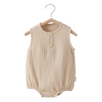 Baby's Gauze Wrap Fart Clothes Summer Thin Baby's Triangle Hats Climbing Clothes Newborn Clothes Pure Cotton Summer Suit