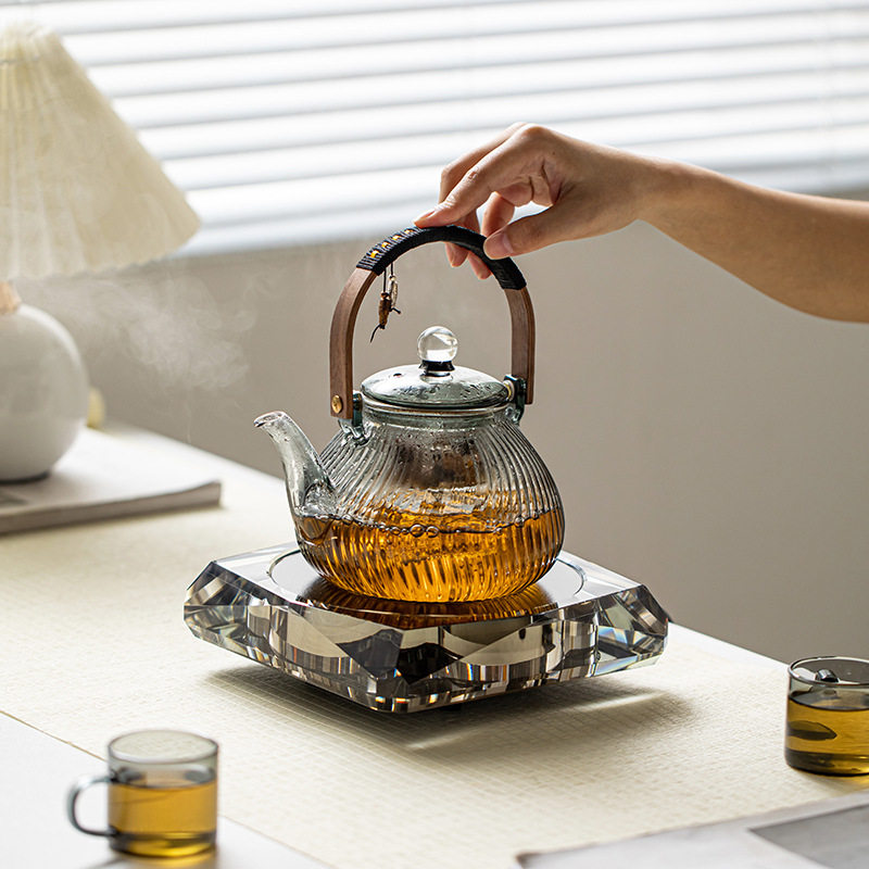 Rock Mountain crystal glass tea cooker borosilicate high-end electric ceramic stove tea cooker cooking tea high lifting beam kettle