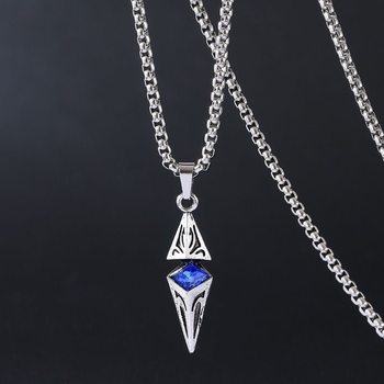 Starburst Diamond-Shaped Zircon Lucky Stone Necklace for Men, Trendy and Stylish Wish Stone Alloy Pendant, Trendy Minimalist Sweater Chain