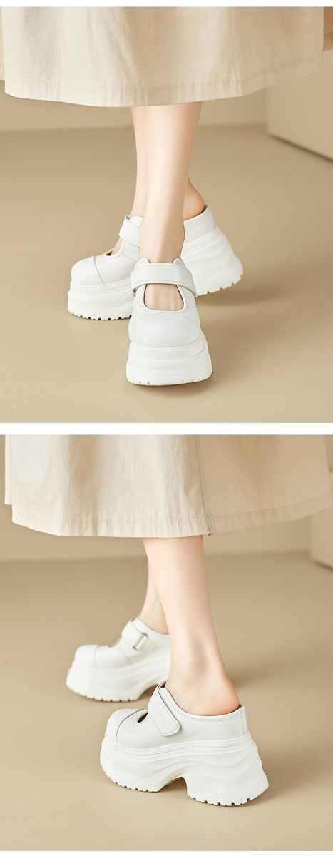 Dép nữ quai hậu đế xuồng cao 9cm lót da heo êm chân — đen, trắng
