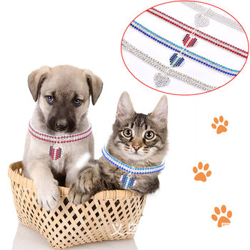 Cross-border new pet supplies gradient crystal necklace color small love zircon diamond collar cat and dog jewelry