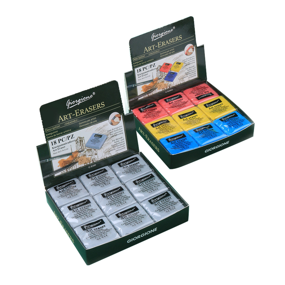 Giorgione Artist Plastic Eraser Clean Box of 4 Color Sketch Painting Highlight Mud Soft Pinch