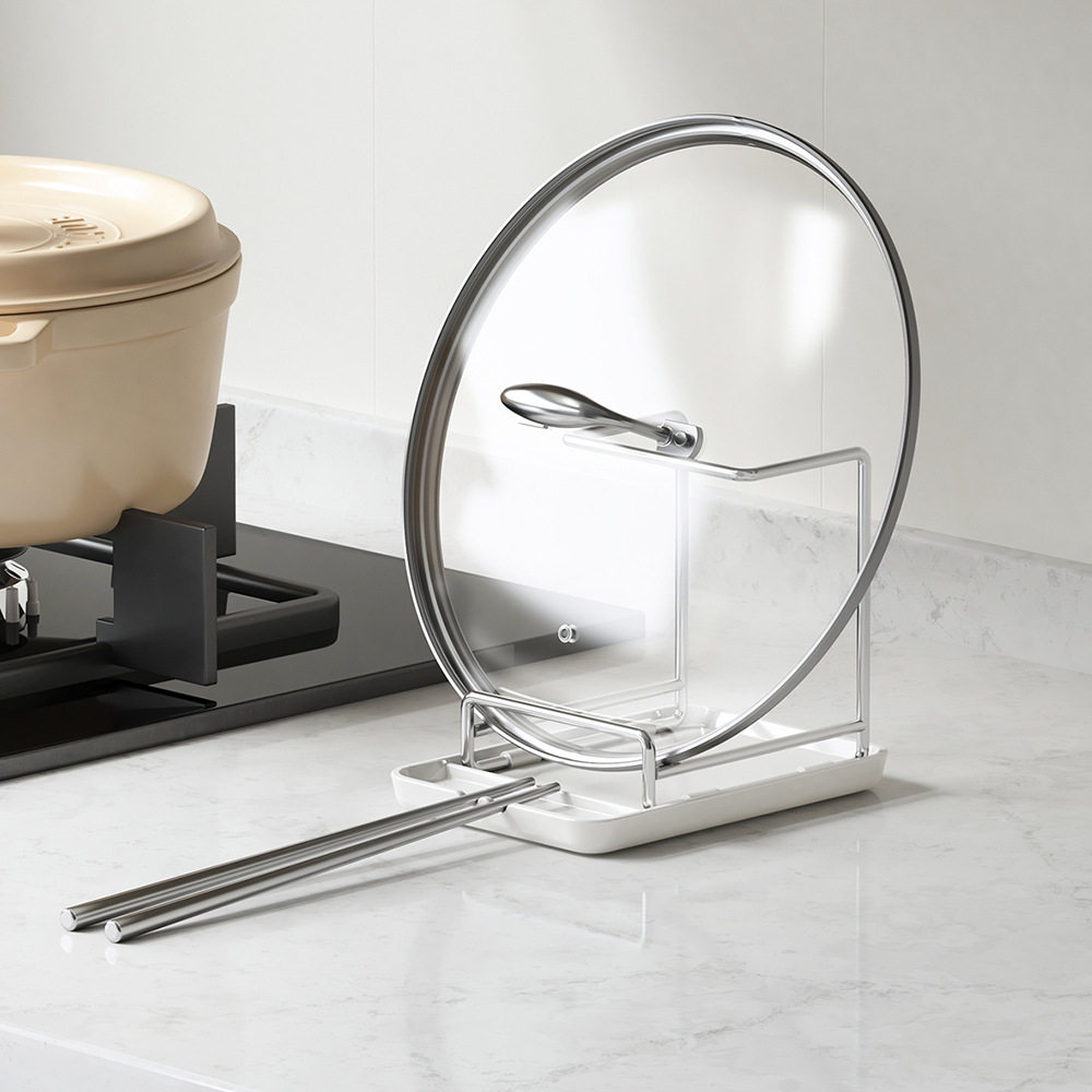 Kitchen Countertop Stainless Steel Pot Lid Storage Rack Household Spatula Thick Chopping Board Rack Chopstick Holder Multi-Purpose Drain Storage Rack