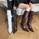 Soft Leather Version ~ Sexy Stiletto Pleated Pile Boots for Sexys Pointed Toe High Knight Boots with Large Circumference and High Heel Boots