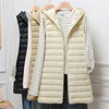 Cross-border supply Spring and Autumn New thin down jacket vest Women's Mid-length hooded seamless adhesive slim fit manufacturer batch