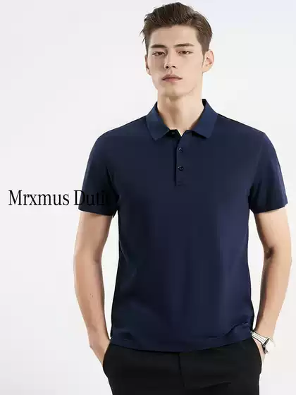 Md Men's Clothing 2026 New High-End Antibacterial Mulberry Silk Polo Shirt Summer Top Breathable Men's T-Shirt Short Sleeves