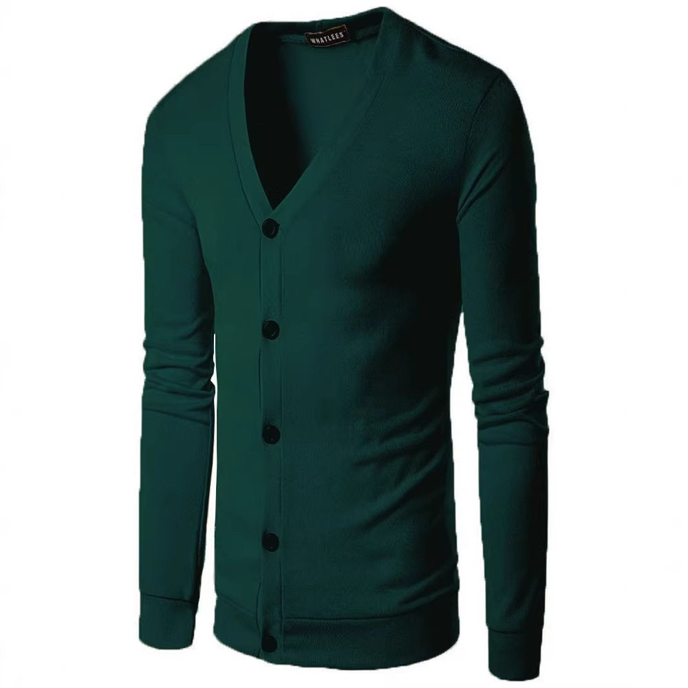 针织衫男款春秋新品休闲纯色男式针织开衫V领长袖毛衣男跨境现货