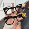 Japanese Cute Retro Rilakkuma Glasses with Large Black Frames, Face-Slimming, Subculture, Cute Decoration, Photo Cosplay, Anime