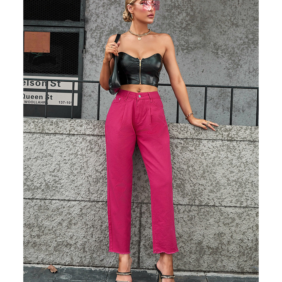 Casual Wide Leg Denim Trousers Fashionable Loose Fit Versatile Style Perfect for Everyday Wear Wholesale Available