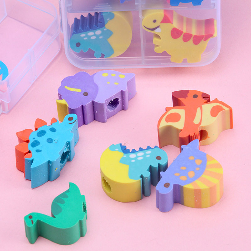 Qihao Pen Eraser Cartoon Creative Dinosaur Shape Fun Ornament Eraser Clean and Less Chips Student Gift