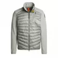 Patchwork hoodless silver gray down jacket