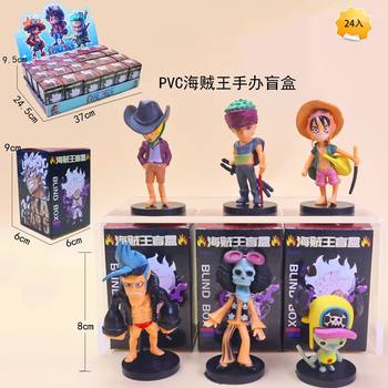 One Piece Cake Decoration Figurines Blind Box Set of 6 Q Version Luffy and Chopper Dolls Birthday Figurine Model Decoration