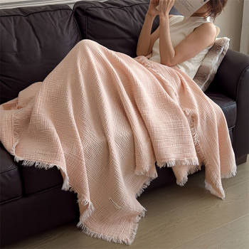 Class A Knitted Tassel Blanket Cotton Six-Layer Gauze Blanket 100 Cotton Shawl Blanket Retro Sofa Nap Cover Blanket