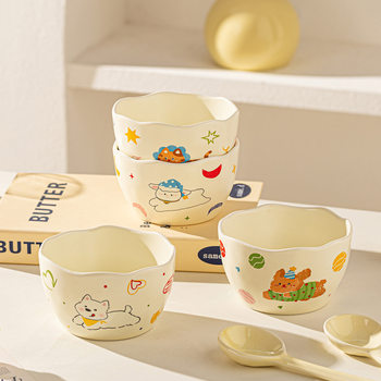 2025 New High-Looking Tableware Set, Cute Household Ceramic Bowl, Kidsren's Ceramic Meal Bowl, Eating Bowl, Rice Bowl