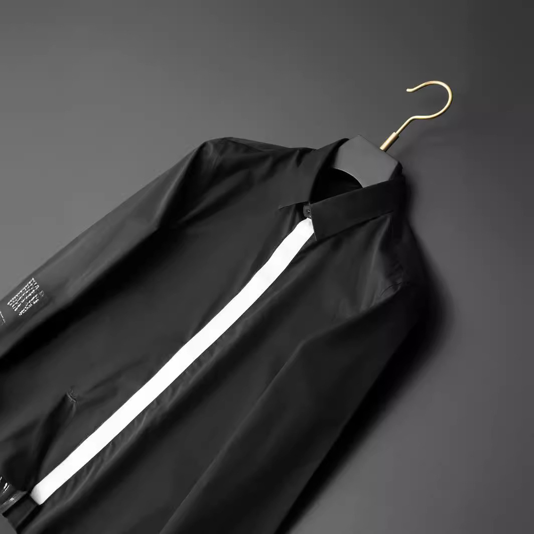 Áo sơ mi nam dài tay 100% cotton không cần ủi dáng ôm — Màu đen, Màu trắng