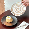 Japanese Retro Coil Ceramic Dessert Plate Steak Western Food Plate High-End Pasta Plate Cake Plate Round Plate Breakfast Plate