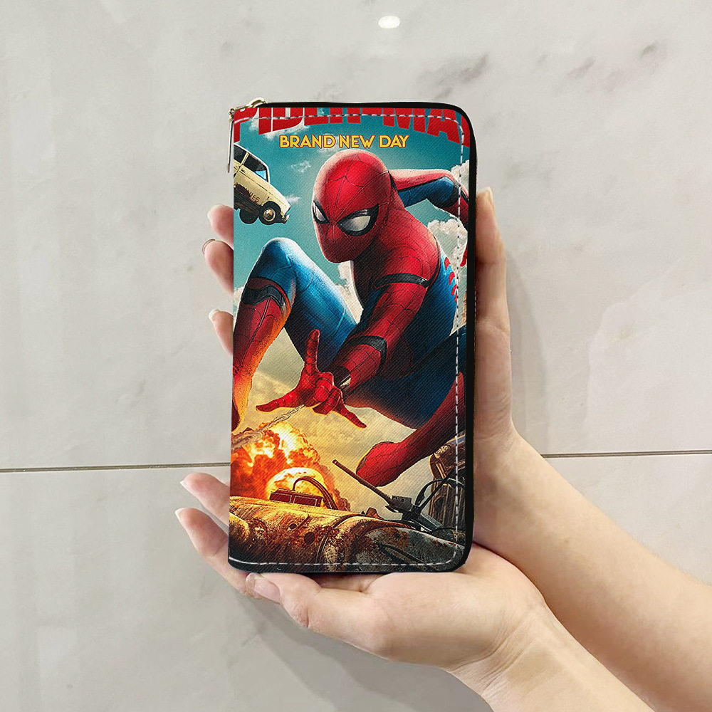 กระเป๋าสตางค์แบบมีซิปรอบยาว ซีรีส์สินค้าธีมสไปเดอร์แมน 4 ของขวัญวันหยุด ลายการ์ตูน สำหรับทั้งผู้ชายและผู้หญิง