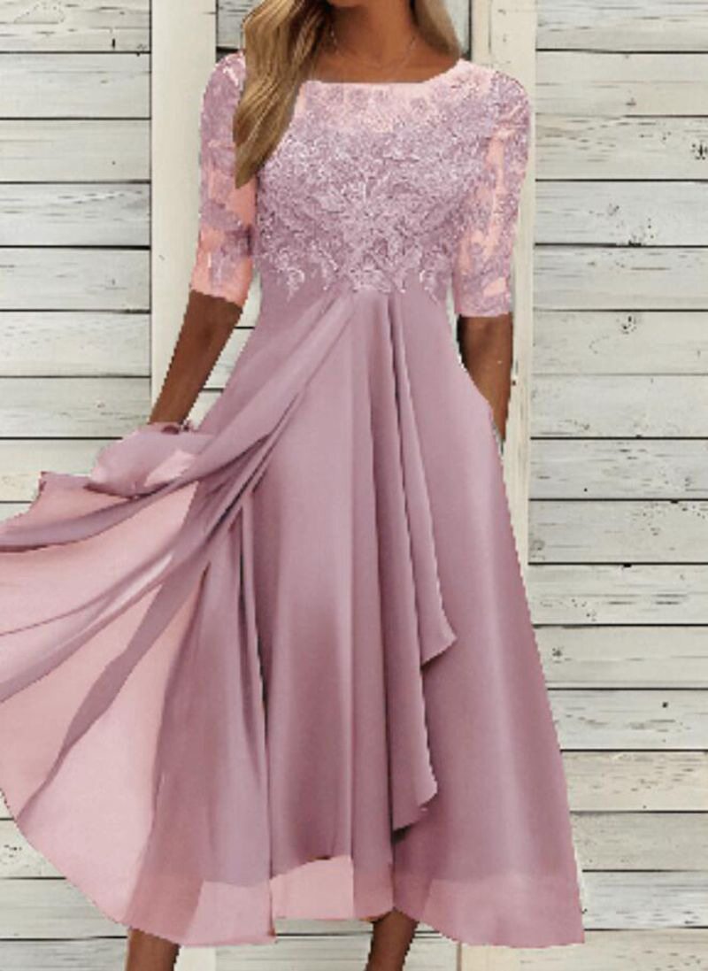 Chiffon Lace Hollow Out Long Dress Elegant Design Perfect for Bridesmaids Evening Gown Wholesale Available