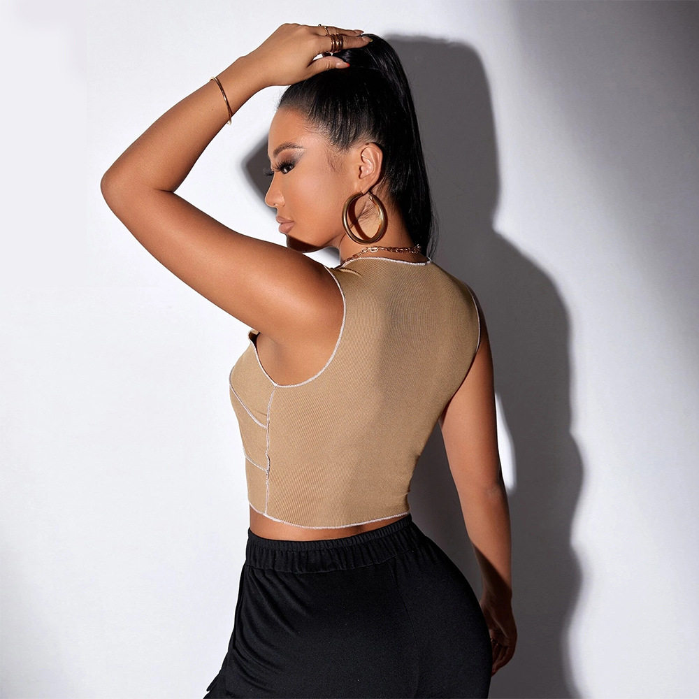Womens Slim Fit Sleeveless Tank Top Solid Color Versatile Design Summer Style Wholesale Available