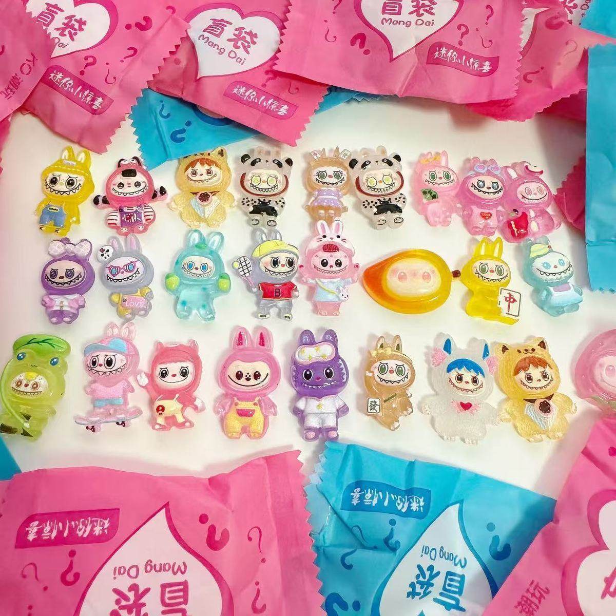 Luminous Labubu Blind Bag Cute Cartoon Surprise Resin DIY Accessories Toy Doll Primary School Student Birthday Gift