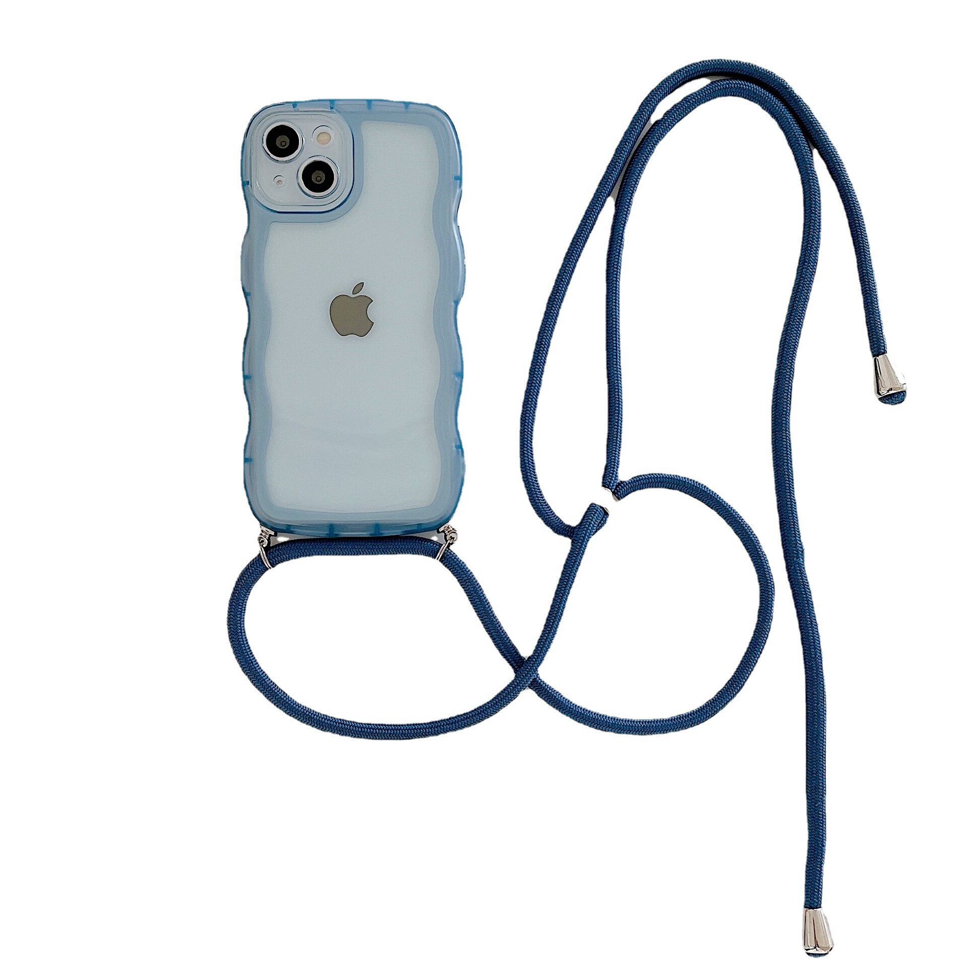 Candy Color Wavy Edge Crossbody Lanyard Suitable for Iphone17 Mobile Phone Case Apple 16E Fine Hole Silicone S25 Soft