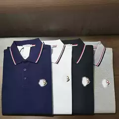 Summer Mengjia New Men's Colorful Edge Polo Shirt Fashion Business Casual Turn-Down Collar Trendy Brand High-Quality Unisex Short Sleeve