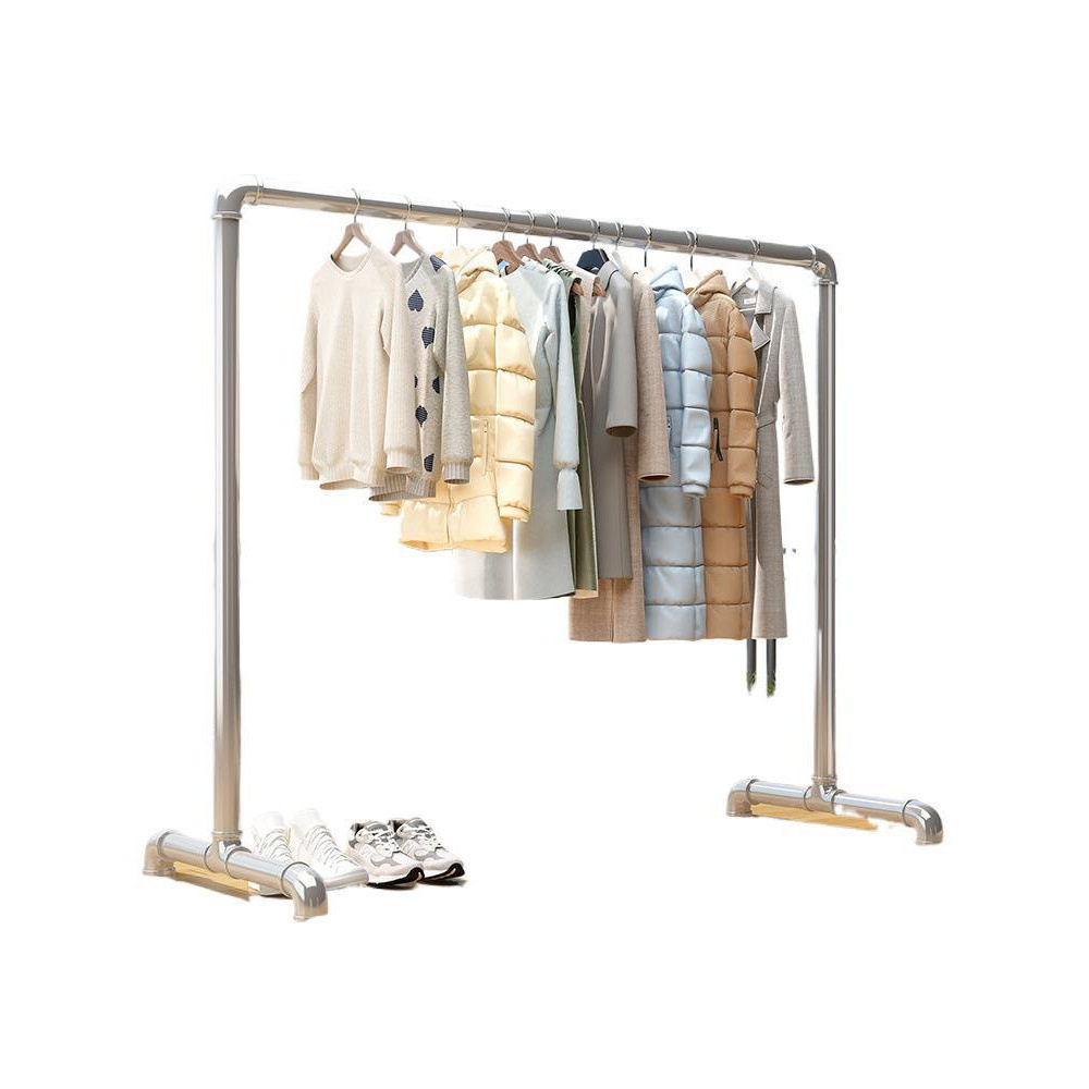 Steel Pipe Clothes Drying Rack, Clothes Rack, Clothes Drying Rod, Balcony Household Floor-Standing Bedroom Outdoor Clothes Hanging Simple Quilt Drying Pipe