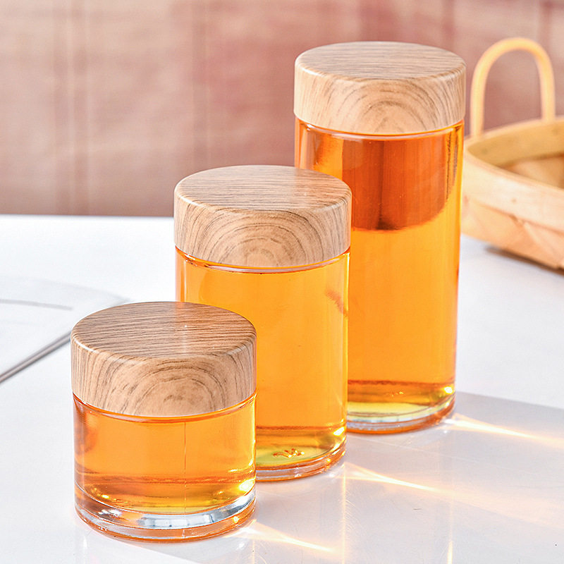 Food-Grade 0.5kg Pack Honey Bottles, Round Glass Sealed Jars with Lids, Pickle Jars, Canning Storage, Jam, Honey