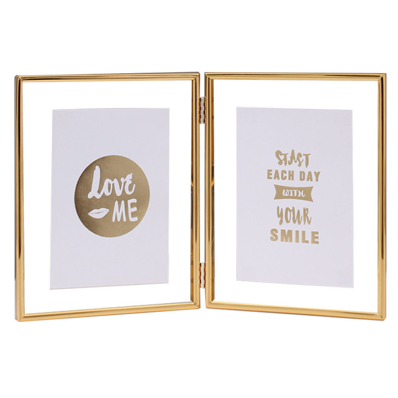 Cross-border source Nordic ins folding double metal glass photo frame 8 inch plant specimen table 6 inch 7 inch A4