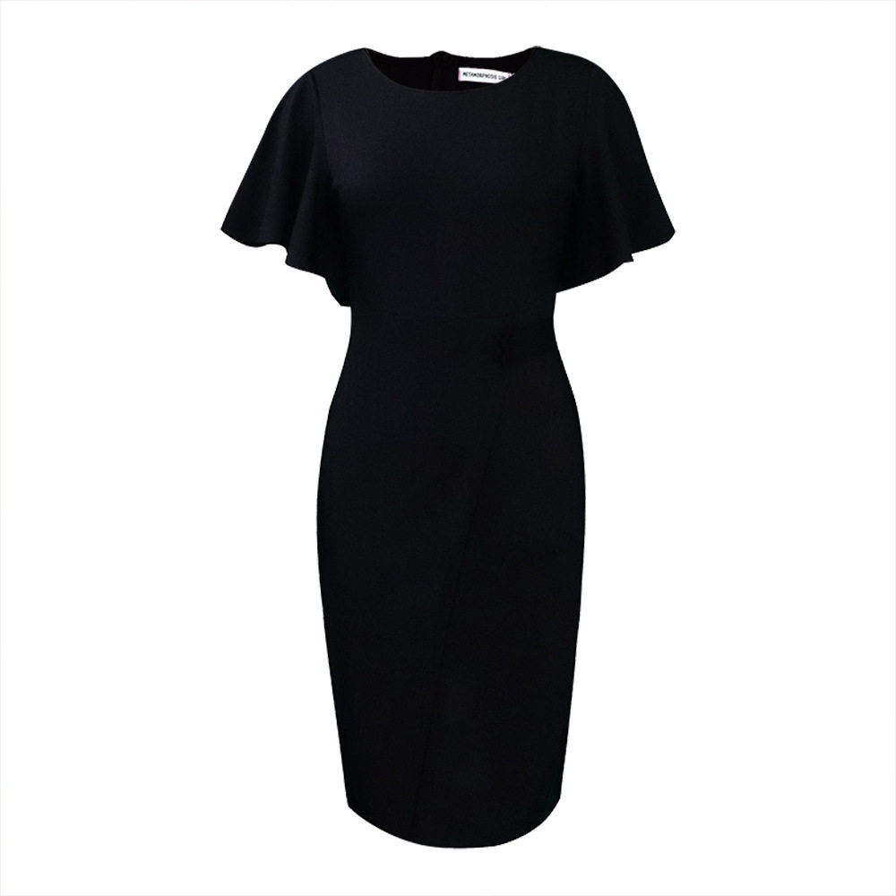 Plus Size Womens Pencil Dress Fashionable Elegant Ruffle Sleeve Bodycon Office Wear Casual Events Wholesale
