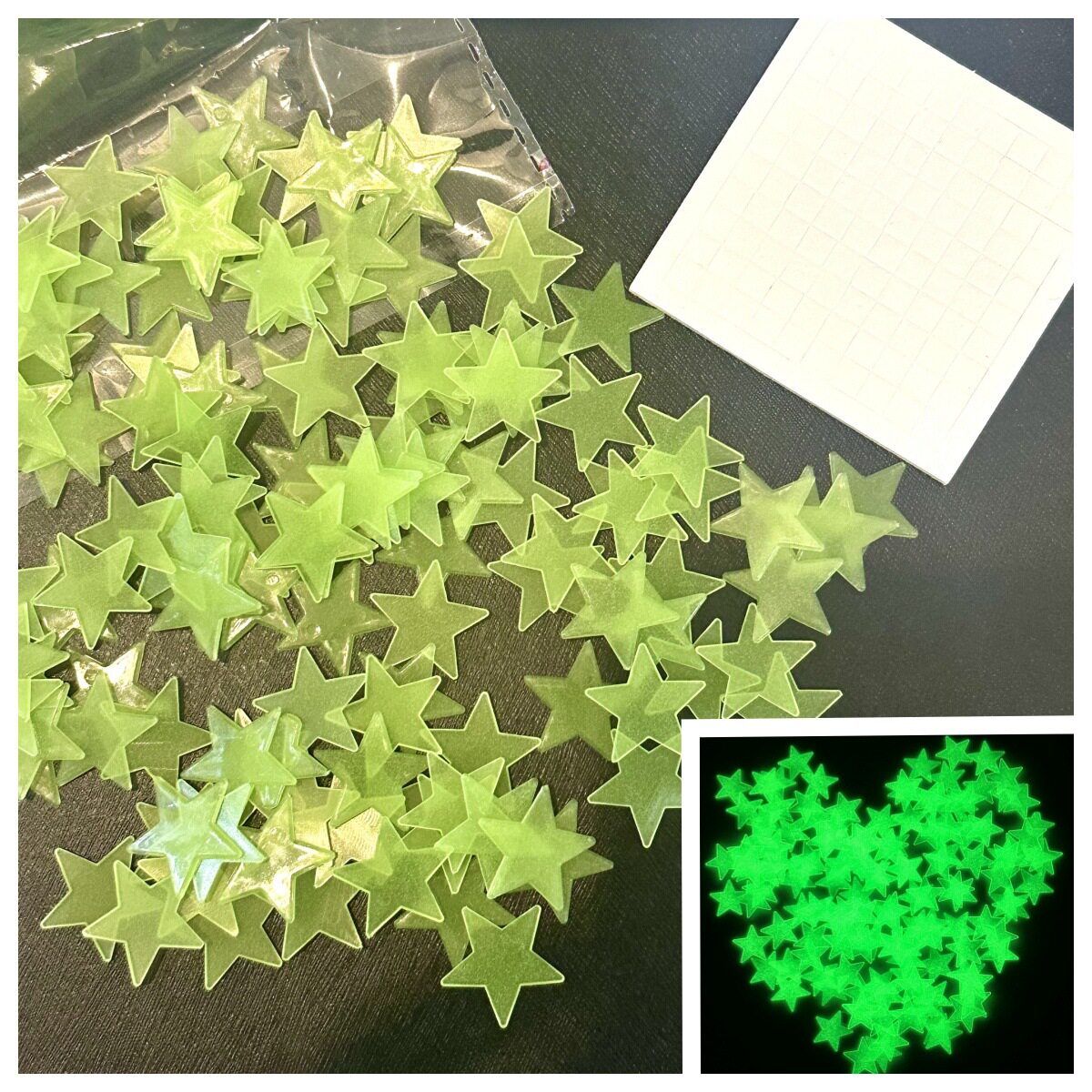 2-3cm夜光星星墙贴装饰荧光五角星跨境彩色发光门窗贴立体冰箱贴