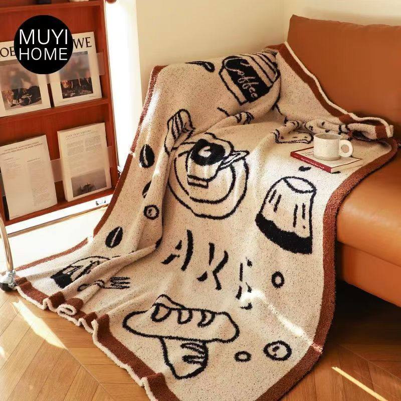 Ins Retro Blanket Half Knitted Sofa Air Conditioner Office Lunch Break Living Room Leisure Nap Blanket Blanket