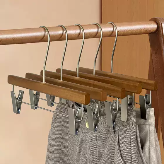 Solid Wood Pants Rack Pant Clip Skirt Household Wardrobe Non-slip Seamless Strong Clothing Store Hanger Pant Hanger Wooden Pant Clip