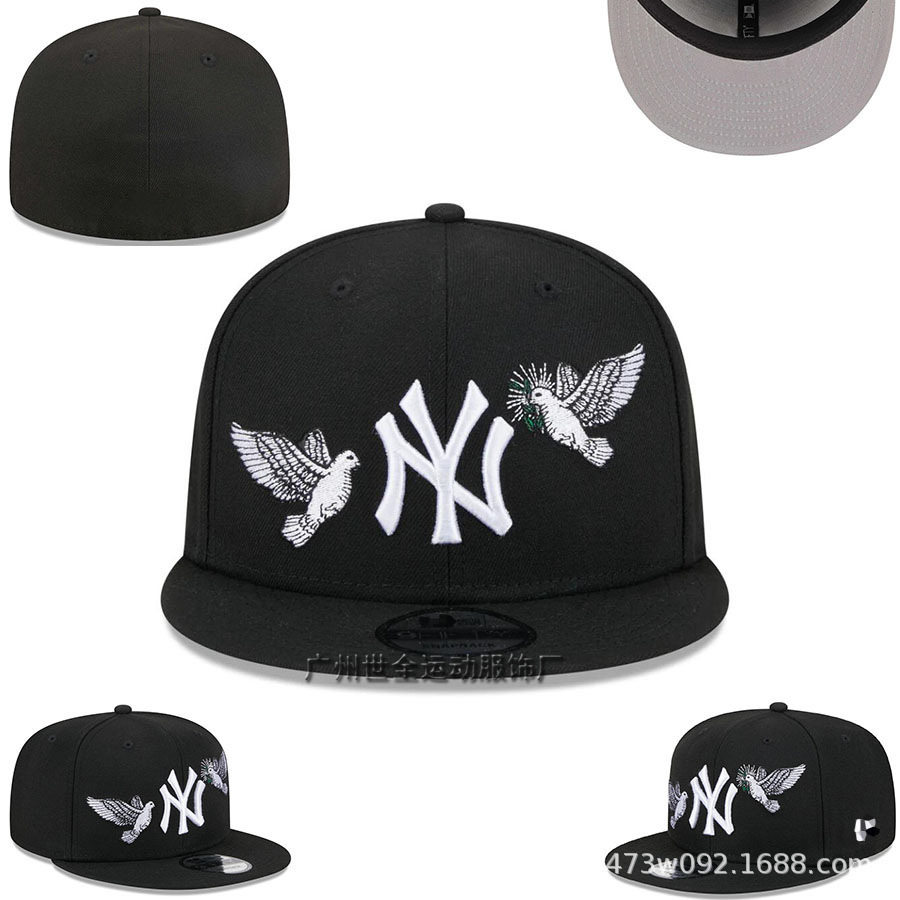 Closed Cap Yankees Baseball Cap Men's and Women's Embroidered Flat Rim Cap Non-adjustable American Hip Hop Size Hat Wholesale